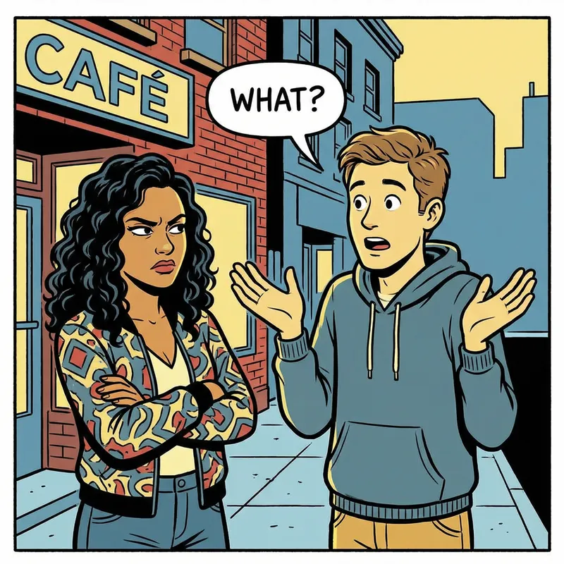 A Comic Illustration of Boyfriend and Girlfriend in a Tense Exchange