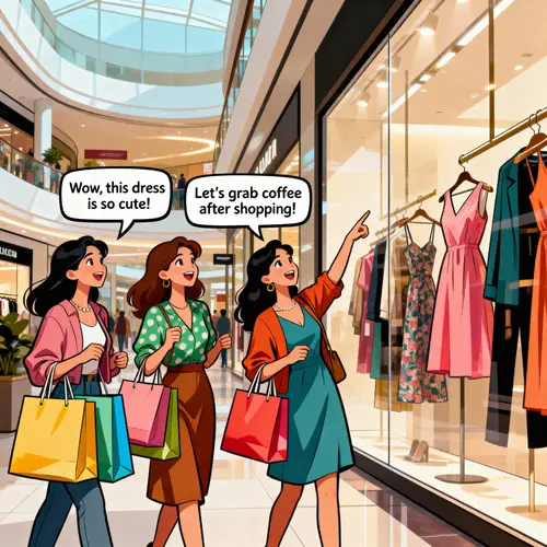 Friends Shopping at the Mall - Happy Moments