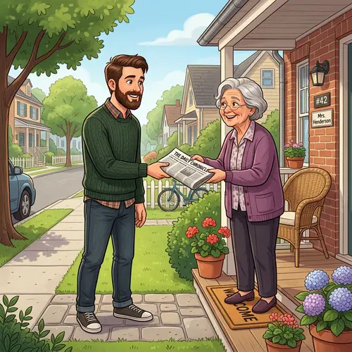 Cheerful Neighbors Sharing News Together