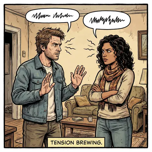 Intense Couples' Quarrel Illustration - Emotional Comic Art