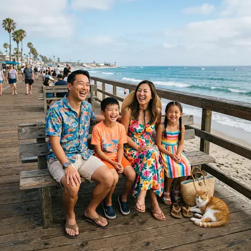 Happy Family Moment on Ocean Boardwalk