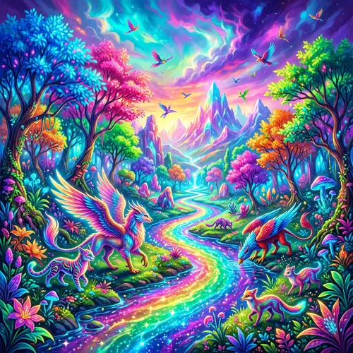 Fantasy World Teeming with Vibrant Colors