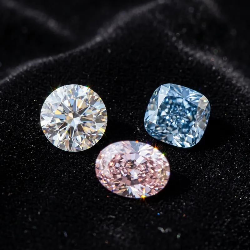 Radiant Diamonds: Classic Clear, Blue Tint, Pale Pink | Stunning Trio Sparkling Gems