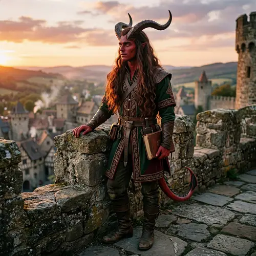 Mystical Young Tiefling with Glowing Eyes