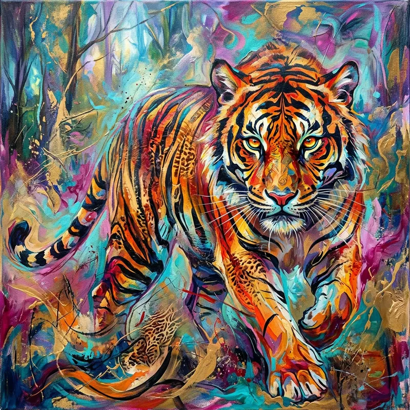 Bold Abstract Tiger Art | Captivating Colors & Dreamlike Textures Bold Abstract Tiger Art | Captivating Colors & Dreamlike Textures