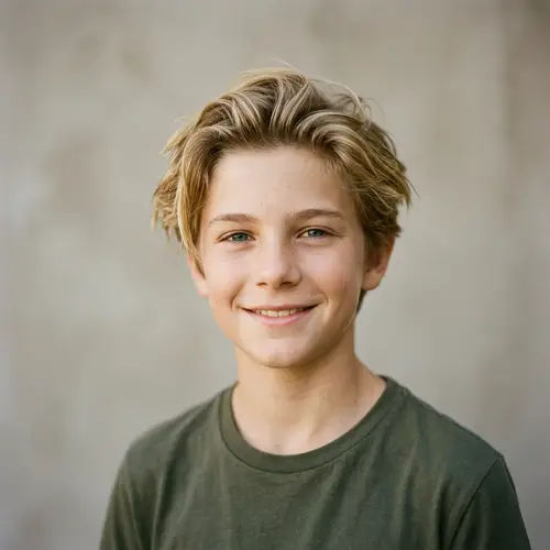 Handsome 13-Year-Old Boy with Modern Blond Hair