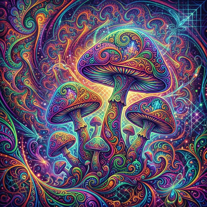 Mesmerizing Psychedelic Mushroom Fractal Art Mesmerizing Psychedelic Mushroom Fractal Art