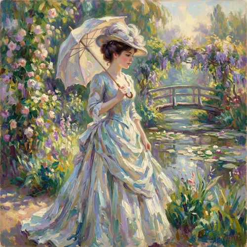 French Impressionist-Inspired Gown Reflecting Monet's Style