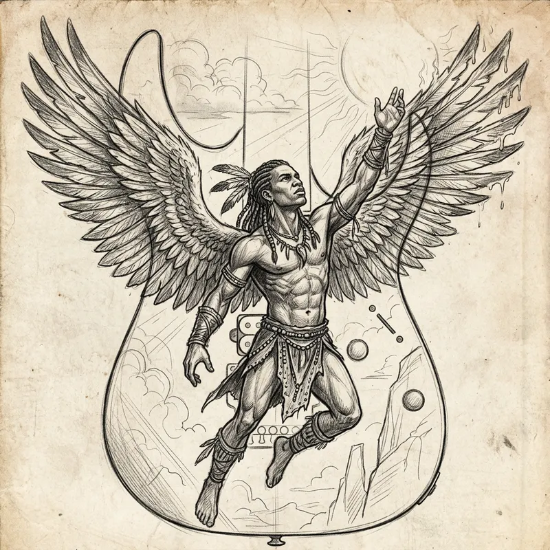 Icarus Angel Sketch for Ivan RG Guitar Body Icarus Angel Sketch for Ivan RG Guitar Body