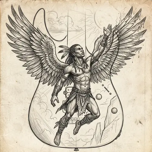 Icarus Angel Sketch for Ivan RG Guitar Body