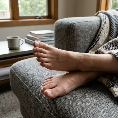 Relaxing Feet Photo on a Cozy Sofa