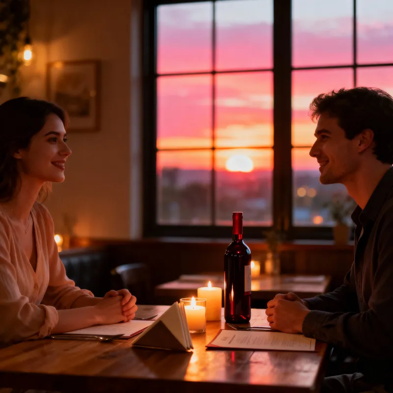 Romantic Restaurant Dining at Sunset