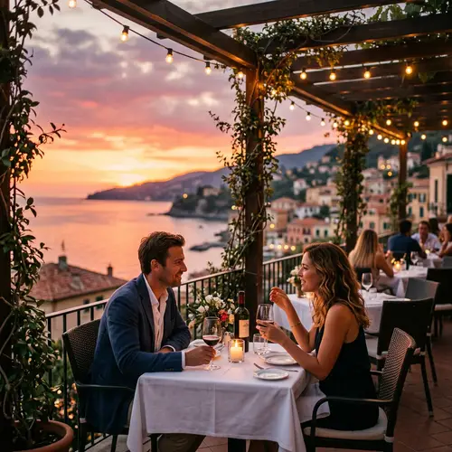 Romantic Restaurant Dining at Sunset