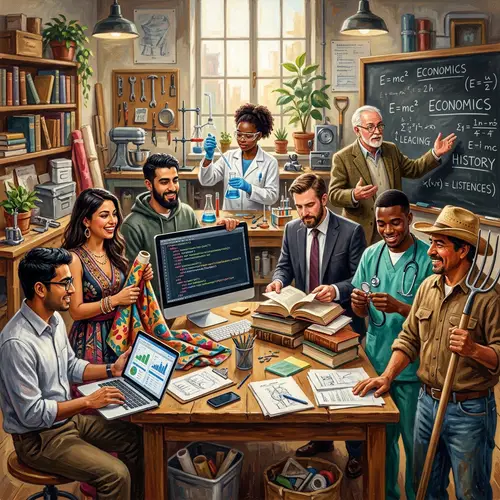 Diverse Occupational Backgrounds Group Painting | Collaboration Scene