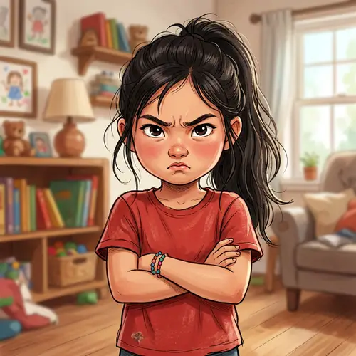 Expressive Asian Girl Showing Signs of Anger