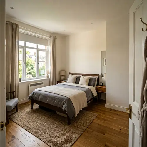 Cozy 3.37x3.5 Bedroom with Window and Wardrobe