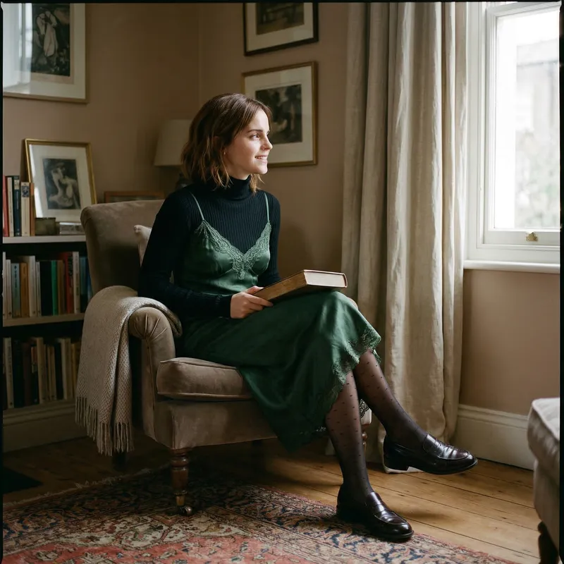 Emma Watson: Elegant Lingerie and Stockings