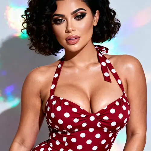 Stunning Hourglass Model in Polka Dot Dress