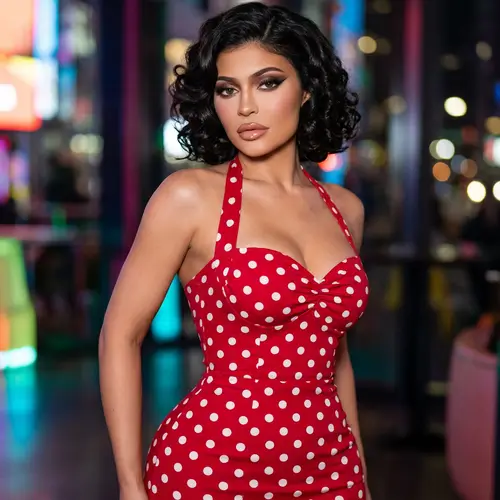 Stunning Hourglass Model in Polka Dot Dress