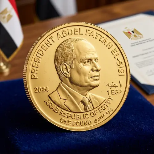 Gold Coin Featuring President Sisi's Engraving