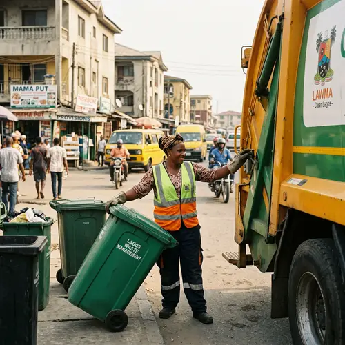 African Woman Managing Waste in Urban Environment