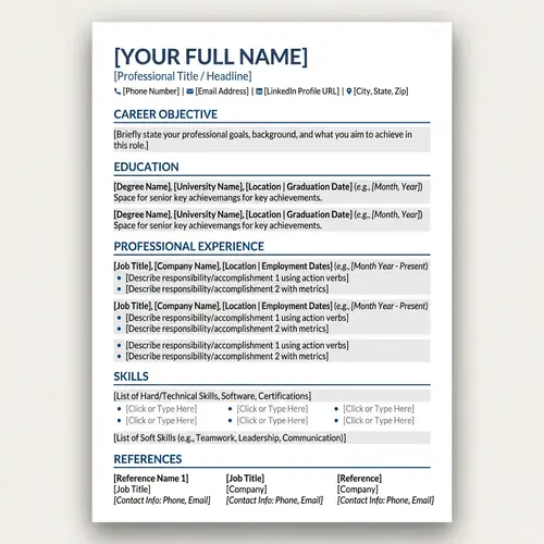 Professional Resume Template | Fillable CV Design