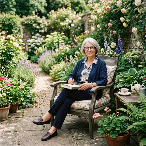 Classy Older Woman in Garden Setting