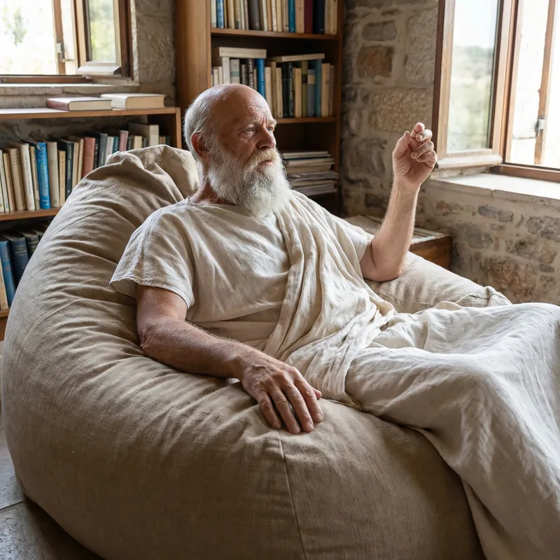 Socrates: Philosophical Sitting on a Comfortable Bean Bag