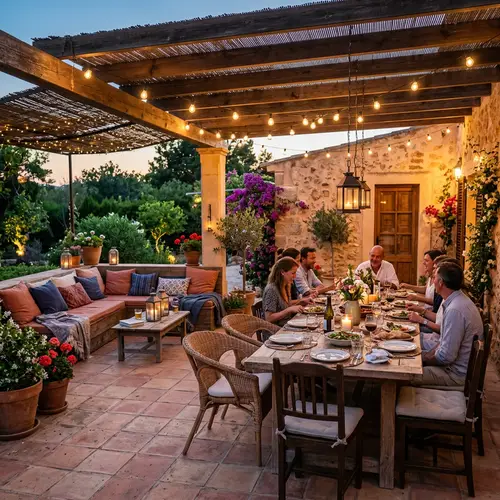 Cozy Summer Patio Dining Area with Chill Out Space
