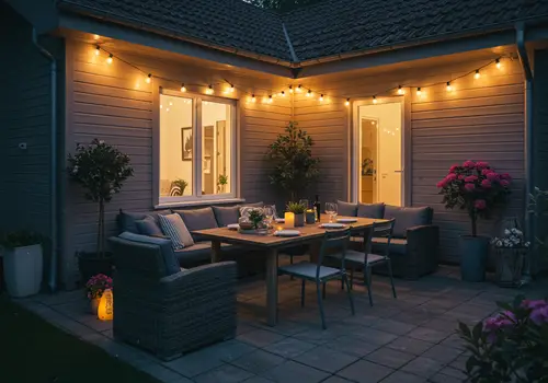 Cozy Summer Patio Dining Area with Chill Out Space