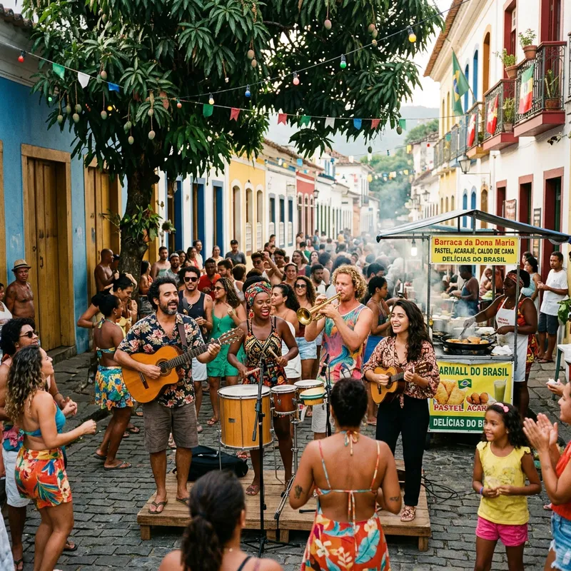 Colorful Brazilian Street Music Scene