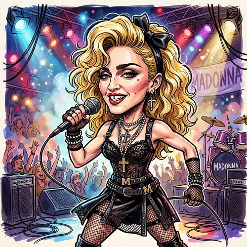 Madonna Caricature Art - Unique Pop Icon Illustrations