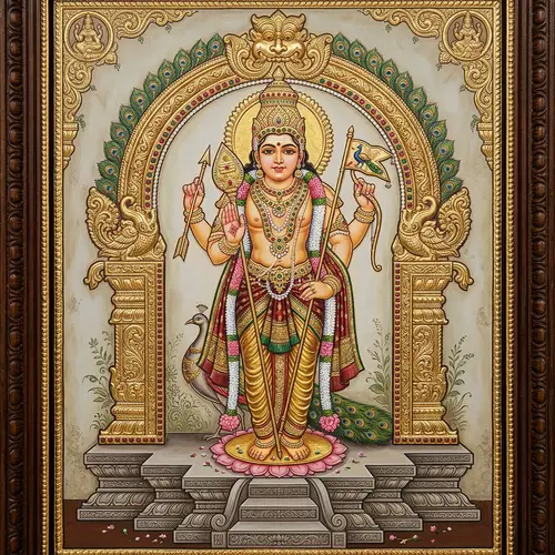 Tanjore Painting of Lord Murugan - South Indian Art