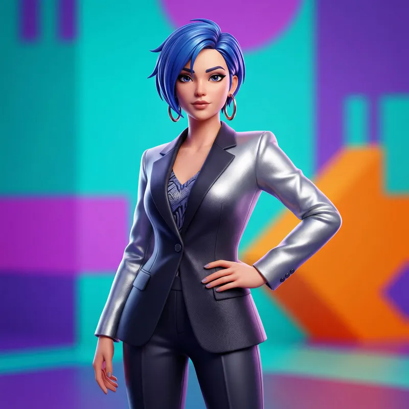 Stunning Anime Girl with Short Blue Hair in Lumion Pro Render