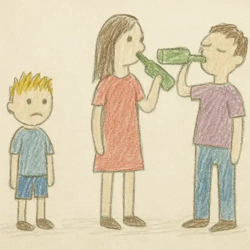Child's Simple Drawing of Parents Drinking