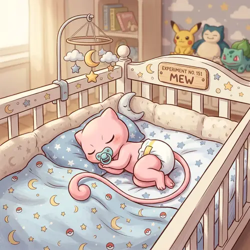 Animated Caricature of Experiment 151: Newborn Baby Sleeping in Crib