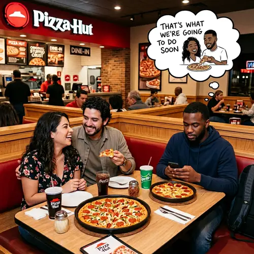 Romantic Pizza Hut Date Scene | Diverse Group in Restaurant