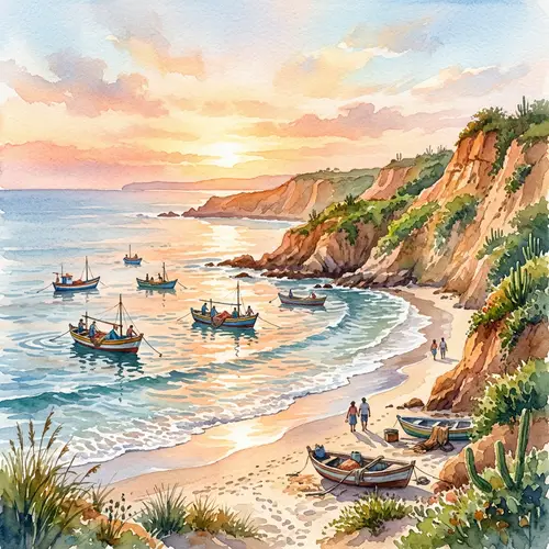 Stunning Watercolor Landscape of Peruvian North Coast