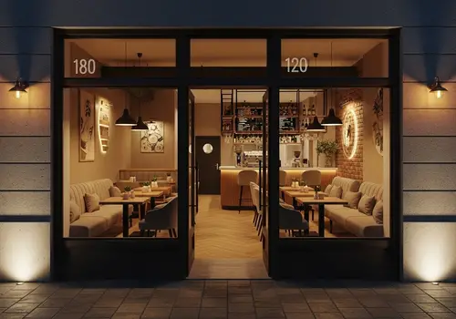 Warm Café Design: 5.5x10m Layout Ideas