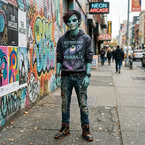 Stylish Teenage Male Alien Fashion