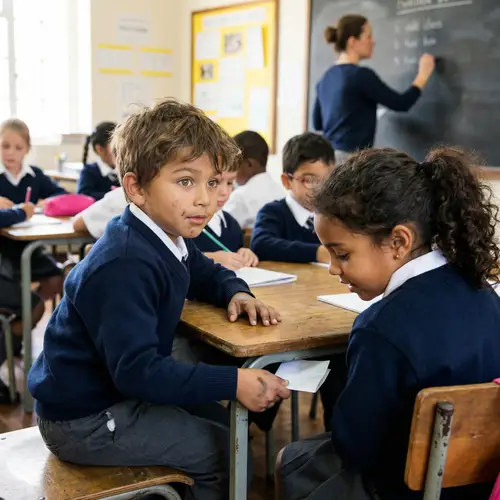 Kid Passing Note in Class - A School Scene