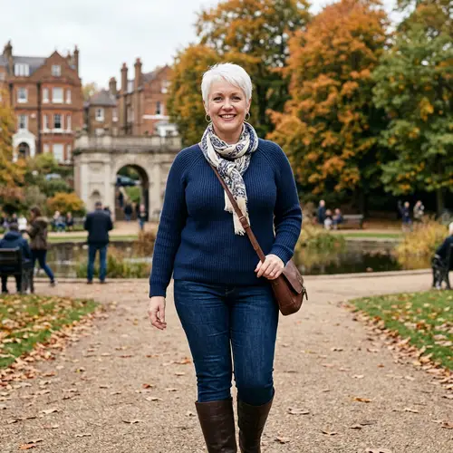 Curvy British Woman with Short White Hair