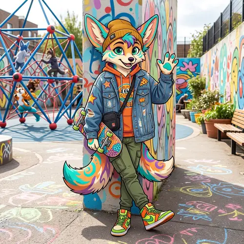 Vibrant Furro Character in Stylish Clothes