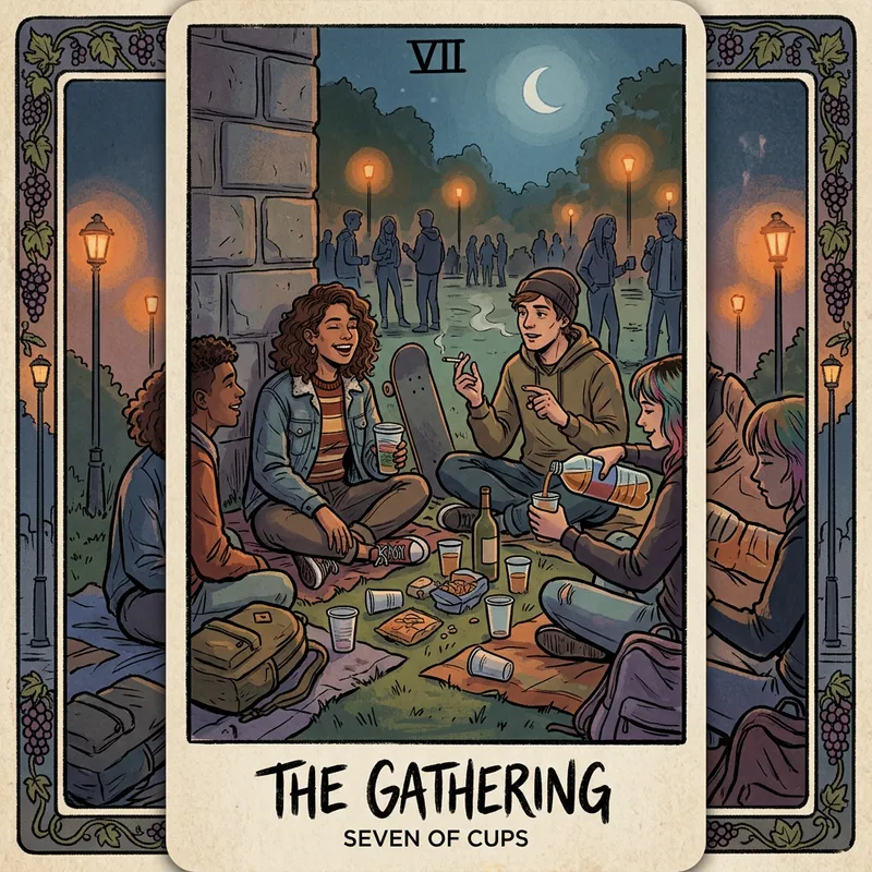 Youthful Botellón Illustration for Tarot Cards