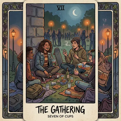 Youthful Botellón Illustration for Tarot Cards