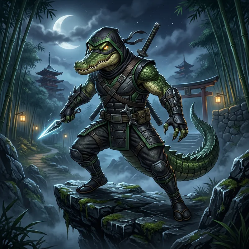 Ninja Alligator Mascot Design