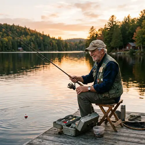 Elderly Person Fishing | Tranquil Scene by the Water