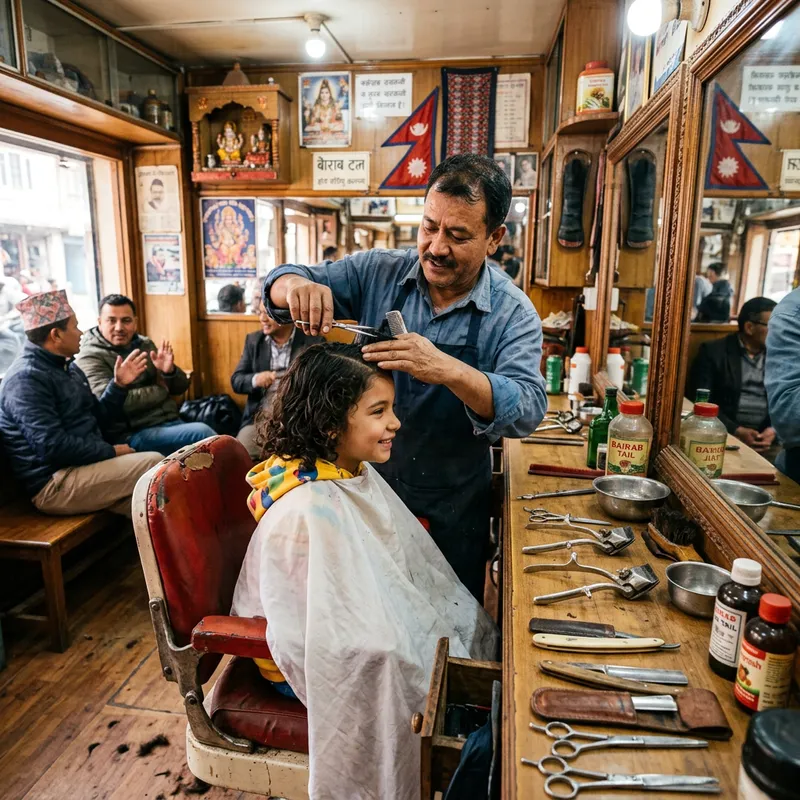 Authentic Nepali Haircut Experience with Traditional Tools