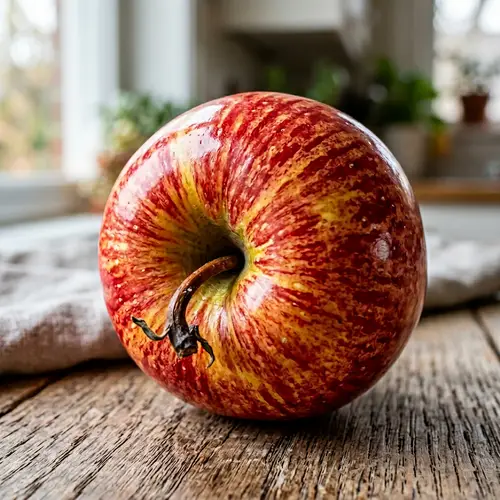 Vividly Colored Fresh Apple in Natural Light