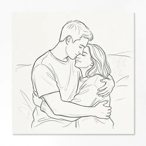 Elegant Line Art of Intimate Foreplay Moments